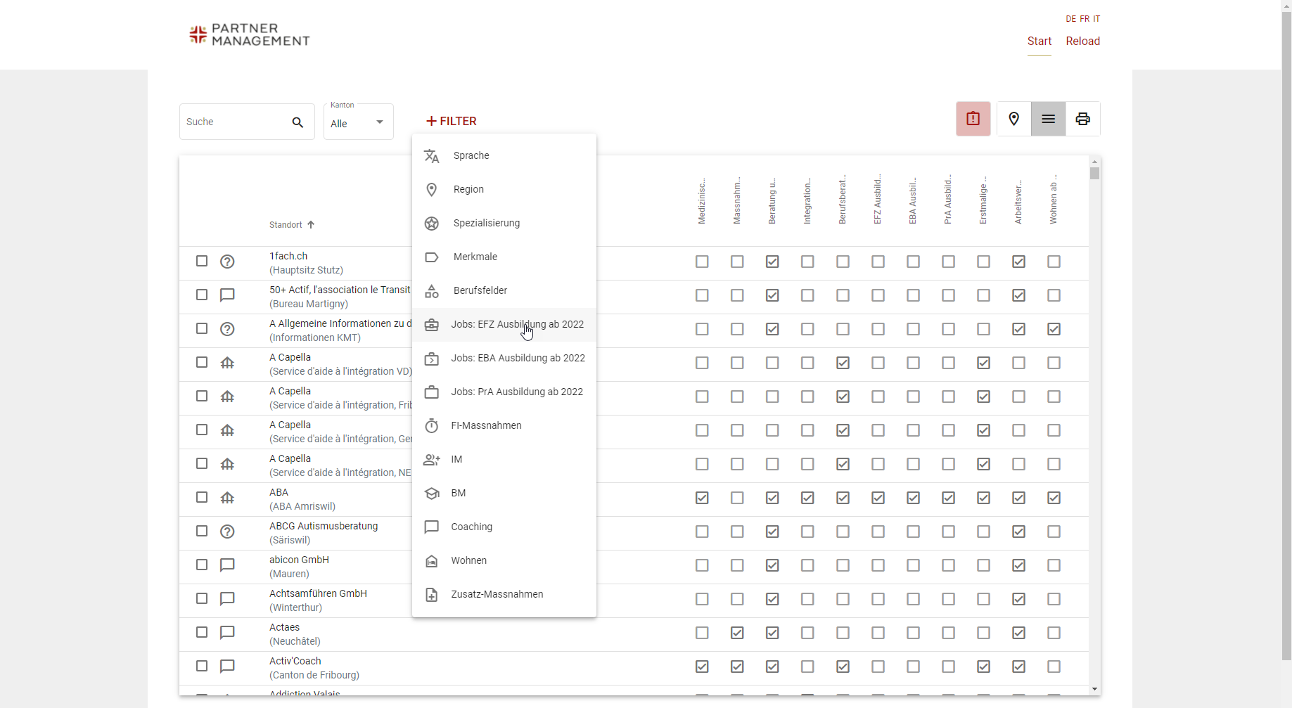 Partner Search - Suche-Filter